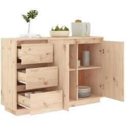 SUPERMARKET Buffet 111x34x75 Cm Bois Massif De Pin -Buffet et enfilade Soldes 63651208 4