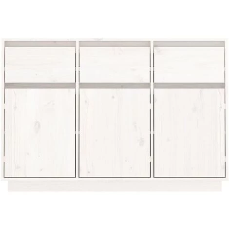 SUPERMARKET Buffet Blanc 110x34x75 Cm Bois Massif De Pin 3 SUPERMARKET Buffet Blanc 110x34x75 Cm Bois Massif De Pin – Image 3