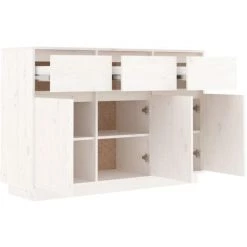 SUPERMARKET Buffet Blanc 110x34x75 Cm Bois Massif De Pin 8 SUPERMARKET Buffet Blanc 110x34x75 Cm Bois Massif De Pin -Buffet et enfilade Soldes 63651290 4