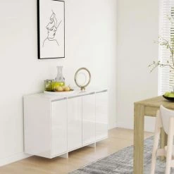 SUPERMARKET Buffet Blanc Brillant 120x41x75 Cm Aggloméré