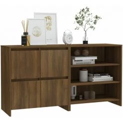 SUPERMARKET Buffets 2 Pcs Chêne Marron Bois D'ingénierie SUHB-3098088 -Buffet et enfilade Soldes 63651439 3