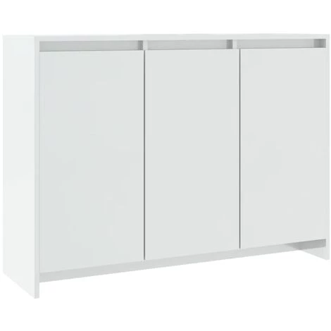 SUPERMARKET Buffet Blanc Brillant 102x33x75 Cm Aggloméré 2 SUPERMARKET Buffet Blanc Brillant 102x33x75 Cm Aggloméré – Image 2