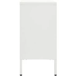 SUPERMARKET Buffet Blanc 75x35x70 Cm Acier Et Verre Trempé -Buffet et enfilade Soldes 63652284 4
