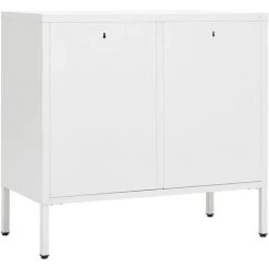 SUPERMARKET Buffet Blanc 75x35x70 Cm Acier Et Verre Trempé -Buffet et enfilade Soldes 63652284 5