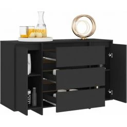 SUPERMARKET Buffet Avec 3 Tiroirs Noir 120x41x75 Cm Aggloméré -Buffet et enfilade Soldes 63652795 3