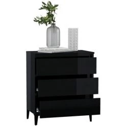 SUPERMARKET Buffet Noir Brillant 60x35x69 Cm Aggloméré SUHB-806101 -Buffet et enfilade Soldes 63655300 3