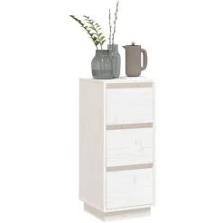 SUPERMARKET Buffet Blanc 32x34x75 Cm Bois Massif De Pin -Buffet et enfilade Soldes 63655734 4