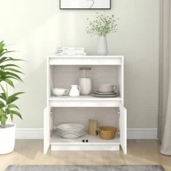 SUPERMARKET Buffet Blanc 60x34x75 Cm Bois Massif De Pin SUHB-813521 -Buffet et enfilade Soldes 63655976 3