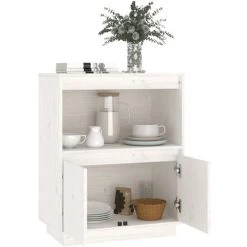 SUPERMARKET Buffet Blanc 60x34x75 Cm Bois Massif De Pin SUHB-813521 -Buffet et enfilade Soldes 63655976 4