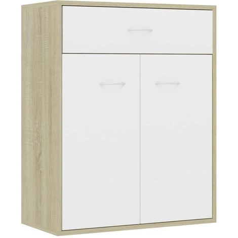 SUPERMARKET Buffet Blanc Et Chêne Sonoma 60x30x75 Cm Aggloméré SUHB-800716 2 SUPERMARKET Buffet Blanc Et Chêne Sonoma 60x30x75 Cm Aggloméré SUHB-800716 – Image 2