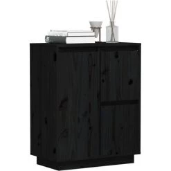 SUPERMARKET Buffet Noir 60x34x75 Cm Bois Massif De Pin SUHB-813394 -Buffet et enfilade Soldes 63656329 4