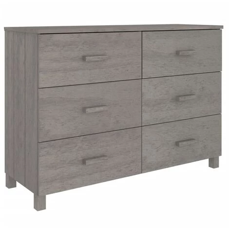 SUPERMARKET Buffet Gris Clair 113x40x80 Cm Bois Massif De Pin 2 SUPERMARKET Buffet Gris Clair 113x40x80 Cm Bois Massif De Pin – Image 2