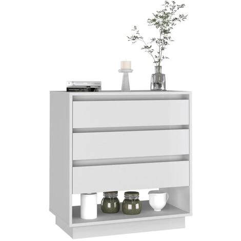 SUPERMARKET Buffet Blanc Brillant 70x41x75 Cm Aggloméré SUHB-809554 3 SUPERMARKET Buffet Blanc Brillant 70x41x75 Cm Aggloméré SUHB-809554 – Image 3
