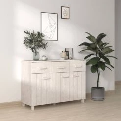 SUPERMARKET Buffet Blanc 113x40x80 Cm Bois Massif De Pin SUHB-340441
