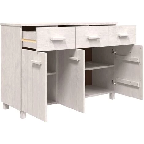 SUPERMARKET Buffet Blanc 113x40x80 Cm Bois Massif De Pin SUHB-340441 3 SUPERMARKET Buffet Blanc 113x40x80 Cm Bois Massif De Pin SUHB-340441 – Image 3