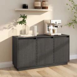 SUPERMARKET Buffet Gris 111x34x60 Cm Bois Massif De Pin
