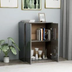 SUPERMARKET Buffet Gris Brillant 60x30x75 Cm Aggloméré -Buffet et enfilade Soldes 63660457 3