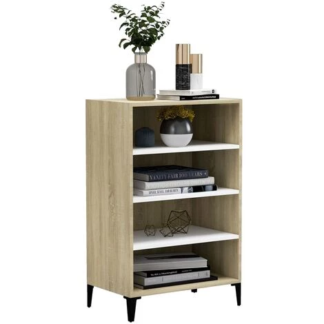 SUPERMARKET Buffet Blanc Et Chêne Sonoma 57x35x90 Cm Aggloméré SUHB-806135 3 SUPERMARKET Buffet Blanc Et Chêne Sonoma 57x35x90 Cm Aggloméré SUHB-806135 – Image 3