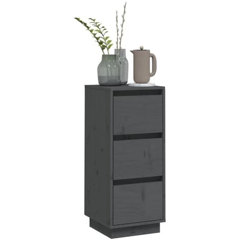 SUPERMARKET Buffet Gris 32x34x75 Cm Bois Massif De Pin 4 SUPERMARKET Buffet Gris 32x34x75 Cm Bois Massif De Pin – Image 4