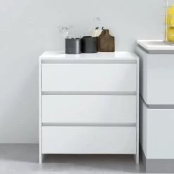 SUPERMARKET Buffet Blanc Brillant 70x41x75 Cm Aggloméré SUHB-809752