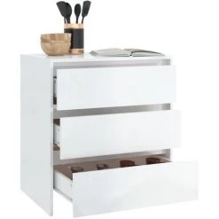 SUPERMARKET Buffet Blanc Brillant 70x41x75 Cm Aggloméré SUHB-809752 -Buffet et enfilade Soldes 63662303 3