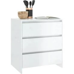 SUPERMARKET Buffet Blanc Brillant 70x41x75 Cm Aggloméré SUHB-809752 -Buffet et enfilade Soldes 63662303 4