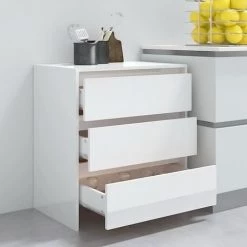 SUPERMARKET Buffet Blanc Brillant 70x41x75 Cm Aggloméré SUHB-809752 -Buffet et enfilade Soldes 63662303 5