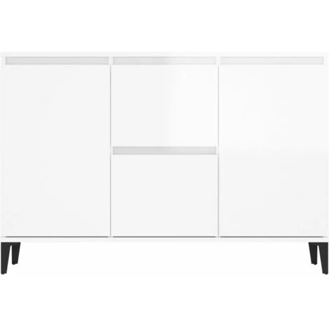 SUPERMARKET Buffet Blanc Brillant 104x35x70 Cm Aggloméré 5 SUPERMARKET Buffet Blanc Brillant 104x35x70 Cm Aggloméré – Image 5