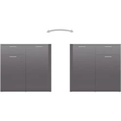 SUPERMARKET Buffet Gris Brillant 80x36x75 Cm Aggloméré -Buffet et enfilade Soldes 63663251 5