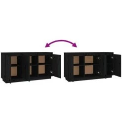 SUPERMARKET Buffet Noir 111x34x60 Cm Bois Massif De Pin -Buffet et enfilade Soldes 63663399 5