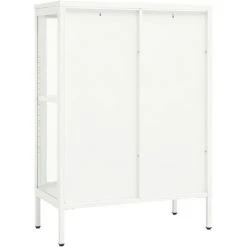 SUPERMARKET Buffet Blanc 75x35x105 Cm Acier Et Verre -Buffet et enfilade Soldes 63663915 5