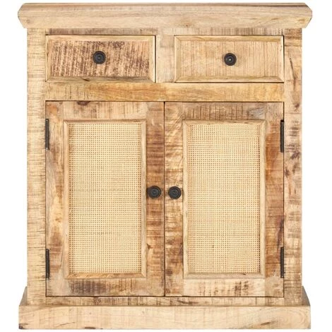 SUPERMARKET Buffet 65x32x70 Cm Bois De Manguier Massif Et Canne Naturelle 3 SUPERMARKET Buffet 65x32x70 Cm Bois De Manguier Massif Et Canne Naturelle – Image 3