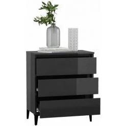 SUPERMARKET Buffet Gris Brillant 60x35x69 Cm Aggloméré SUHB-806102 -Buffet et enfilade Soldes 63666046 3