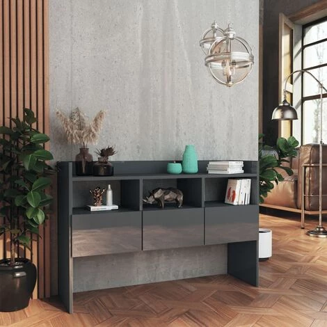 SUPERMARKET Buffet Gris Brillant 105x30x70 Cm Aggloméré 3 SUPERMARKET Buffet Gris Brillant 105x30x70 Cm Aggloméré – Image 3