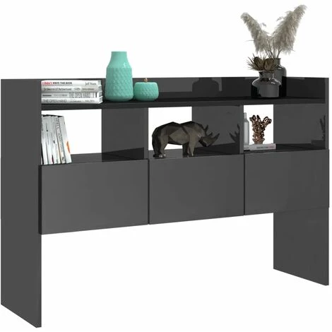 SUPERMARKET Buffet Gris Brillant 105x30x70 Cm Aggloméré 4 SUPERMARKET Buffet Gris Brillant 105x30x70 Cm Aggloméré – Image 4