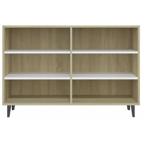 SUPERMARKET Buffet Blanc Et Chêne Sonoma 103,5x35x70 Cm Aggloméré SUHB-806045 4 SUPERMARKET Buffet Blanc Et Chêne Sonoma 103,5x35x70 Cm Aggloméré SUHB-806045 – Image 4