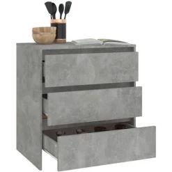 SUPERMARKET Buffet Gris Béton 70x41x75 Cm Aggloméré SUHB-809750 -Buffet et enfilade Soldes 63667885 3