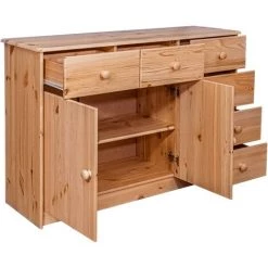 SUPERMARKET Buffet 6 Tiroirs 113x35x73 Cm Bois De Pin Massif -Buffet et enfilade Soldes 63669615 3