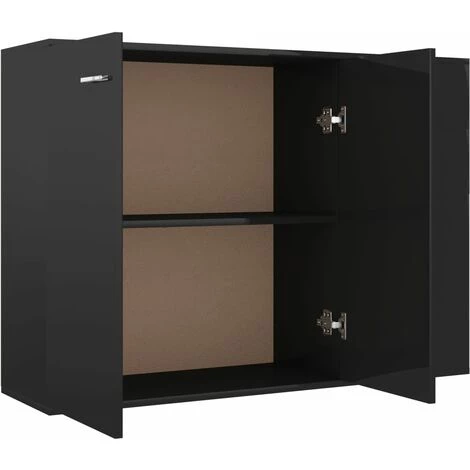 SUPERMARKET Buffet Noir Brillant 105x30x75 Cm Aggloméré 4 SUPERMARKET Buffet Noir Brillant 105x30x75 Cm Aggloméré – Image 4