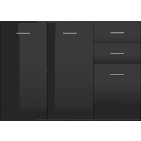 SUPERMARKET Buffet Noir Brillant 105x30x75 Cm Aggloméré 5 SUPERMARKET Buffet Noir Brillant 105x30x75 Cm Aggloméré – Image 5