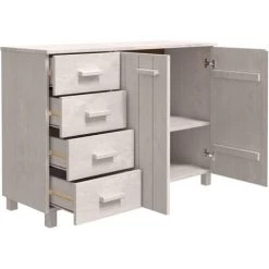 SUPERMARKET Buffet Blanc 113x40x80 Cm Bois Massif De Pin SUHB-340445 -Buffet et enfilade Soldes 63671054 3