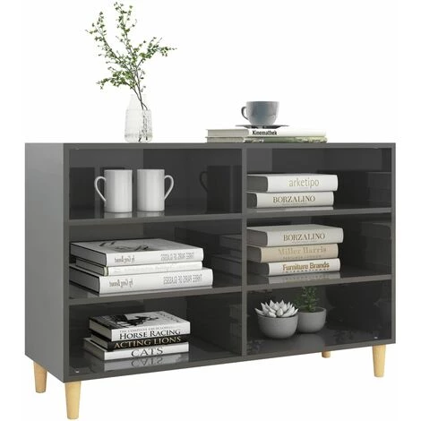 SUPERMARKET Buffet Gris Brillant 103,5x35x70 Cm Aggloméré SUHB-806039 3 SUPERMARKET Buffet Gris Brillant 103,5x35x70 Cm Aggloméré SUHB-806039 – Image 3