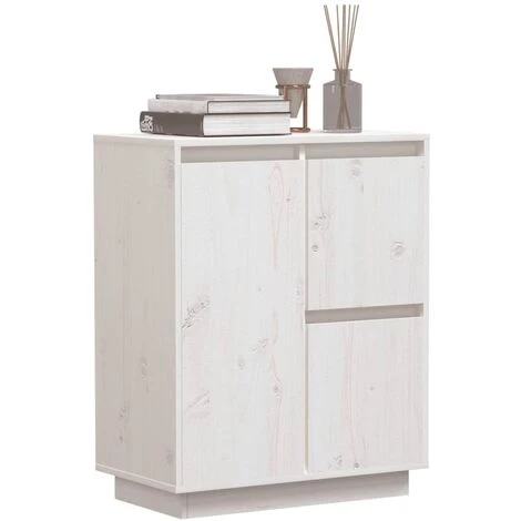 SUPERMARKET Buffet Blanc 60x34x75 Cm Bois Massif De Pin SUHB-813391 4 SUPERMARKET Buffet Blanc 60x34x75 Cm Bois Massif De Pin SUHB-813391 – Image 4