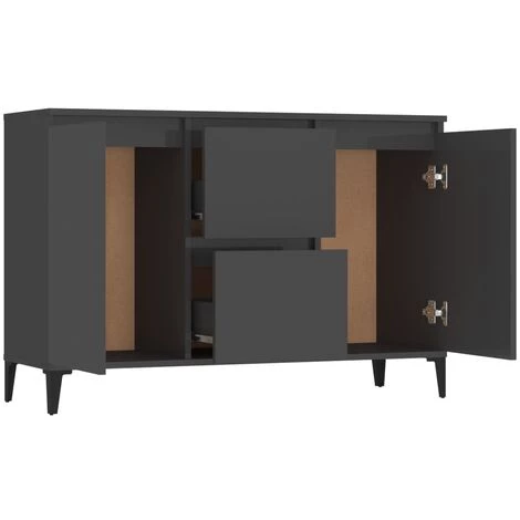 SUPERMARKET Buffet Gris Brillant 104x35x70 Cm Aggloméré 4 SUPERMARKET Buffet Gris Brillant 104x35x70 Cm Aggloméré – Image 4