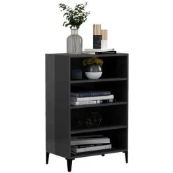 SUPERMARKET Buffet Gris Brillant 57x35x90 Cm Aggloméré -Buffet et enfilade Soldes 63675609 3