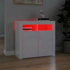 SUPERMARKET Buffet Avec Lumières LED Blanc Brillant 80x35x75 Cm -Buffet et enfilade Soldes 63675643 3