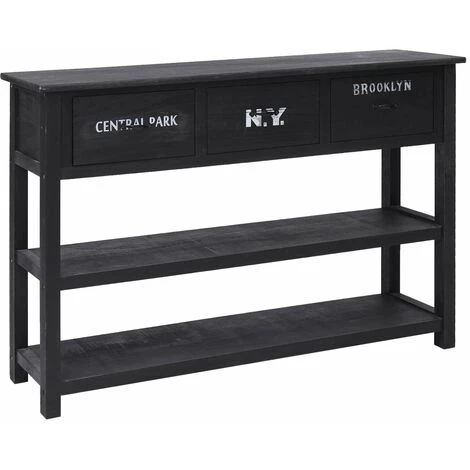 SUPERMARKET Buffet Noir 115 X 30 X 76 Cm Bois 2 SUPERMARKET Buffet Noir 115 X 30 X 76 Cm Bois – Image 2