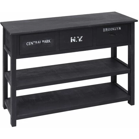 SUPERMARKET Buffet Noir 115 X 30 X 76 Cm Bois 3 SUPERMARKET Buffet Noir 115 X 30 X 76 Cm Bois – Image 3