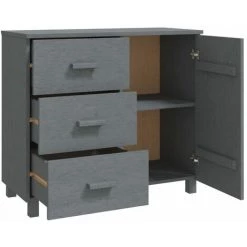 SUPERMARKET Buffet Gris Foncé 90x40x80 Cm Bois De Pin Solide -Buffet et enfilade Soldes 63676742 5