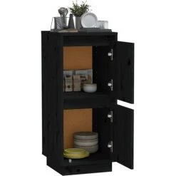 SUPERMARKET Buffet Noir 31,5x34x75 Cm Bois Massif De Pin SUHB-813388 8 SUPERMARKET Buffet Noir 31,5x34x75 Cm Bois Massif De Pin SUHB-813388 -Buffet et enfilade Soldes 63676943 4